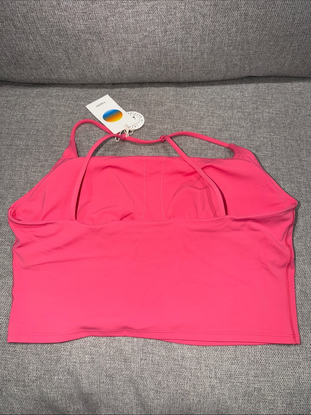 Vuori Sunset Pink Strappy all the feels Crop Top - Picture 2 of 6